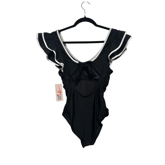 smismivo swimsuit Black And White Ruffle Sleve - Picture 7 of 10